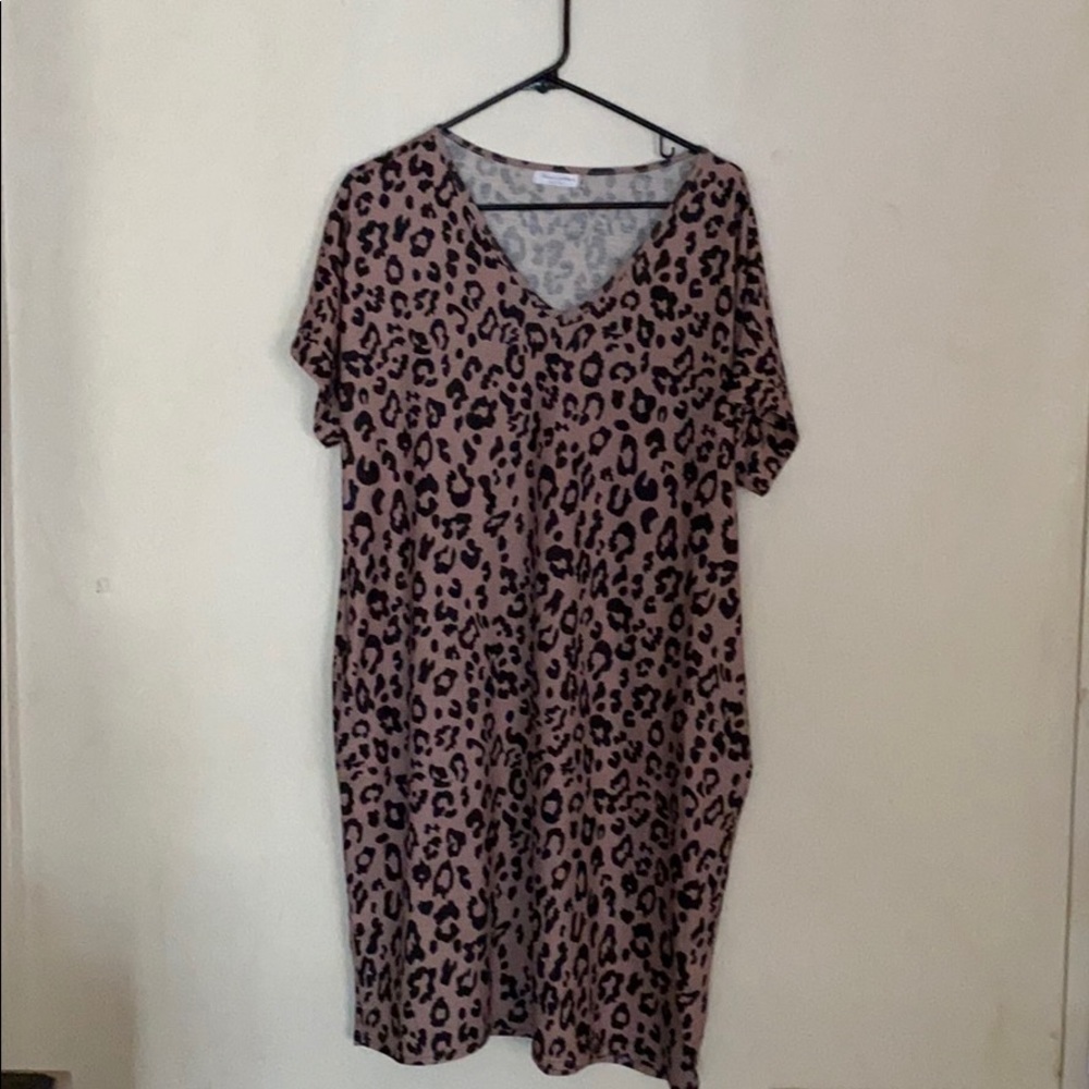Blush colored Cheetah print dress XL